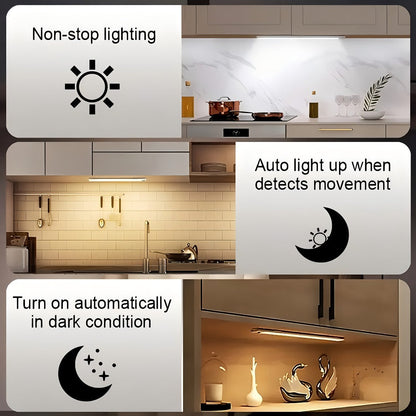 LED Motion Sensor Light USB-C Rechargeable 3 Color Temperatures Stepless Dimming Wireless Magnetic Under Cabinet Closet Night Light 1 2 4 Pack 20cm 30cm 40cm 50cm