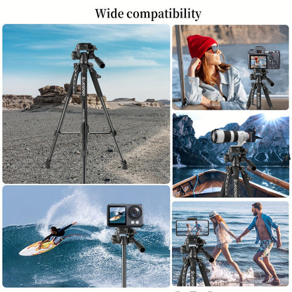Camera Tripod 5ft Heavy Duty for DSLR & Mirrorless with Phone Holder & Storage Bag – Portable Professional Video Stand for Photography, Vlogging, Streaming, YouTube & Travel