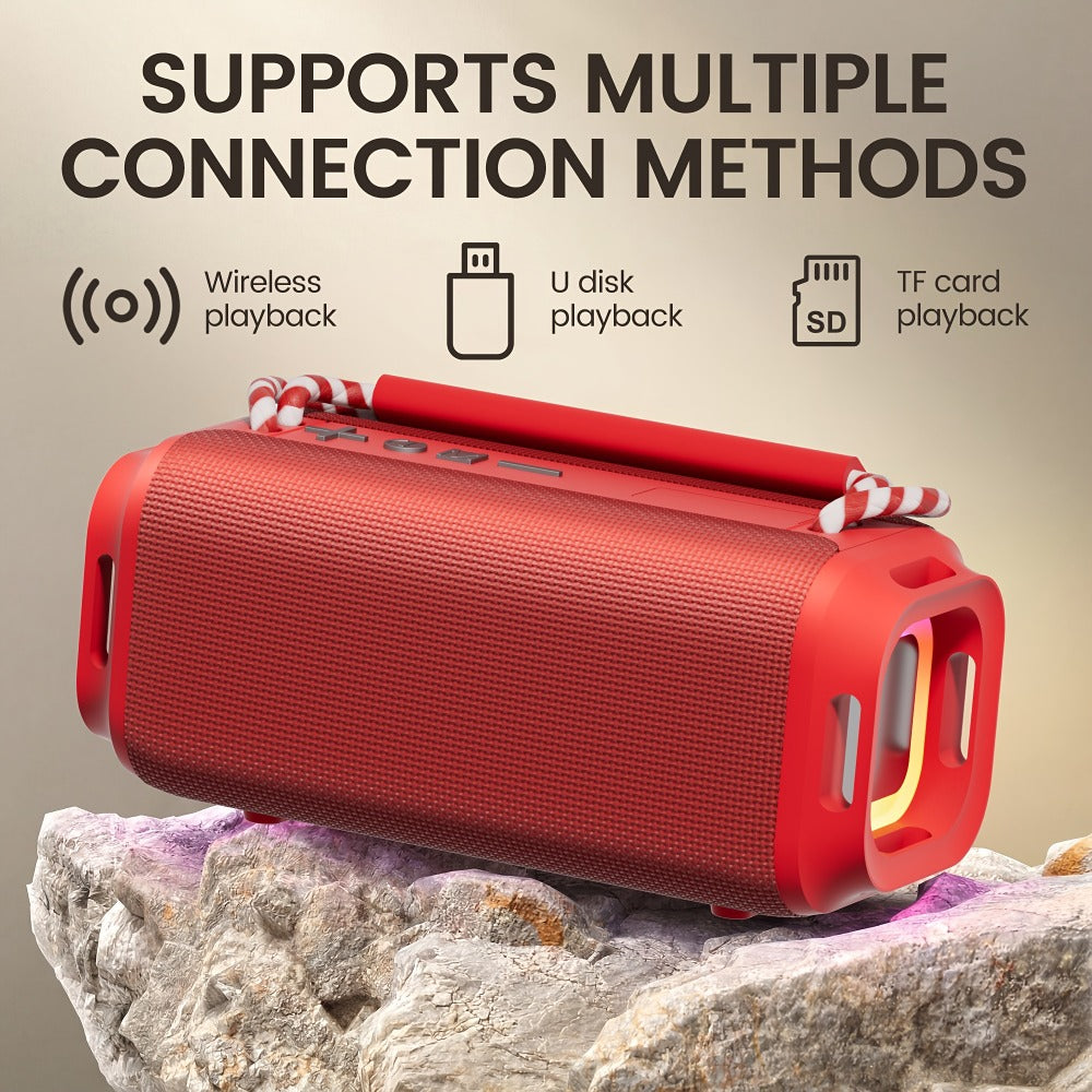 Indoor Outdoor Wireless Speaker Surround Sound Stereo Deep Bass USB AUX TF Card Compatible Portable Speaker System for Smartphones Tablets Home Party Travel Audio Devices