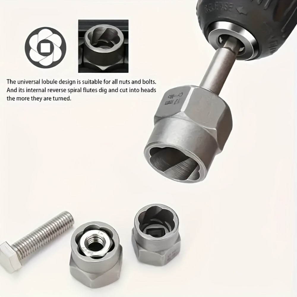 14-Piece Damaged Nut and Bolt Extractor Set with 13 Removal Sockets and 1/4- to 3/8-Inch Adapter