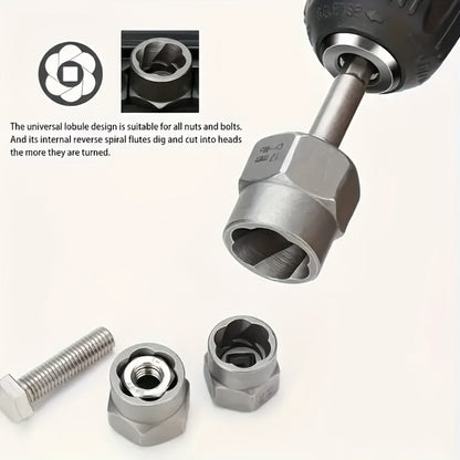 14-Piece Damaged Nut and Bolt Extractor Set with 13 Removal Sockets and 1/4- to 3/8-Inch Adapter