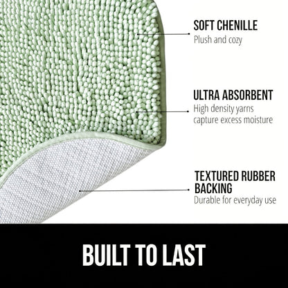 Chenille Bath Mat Non-Slip Super Absorbent Oval Bathroom Rug Soft Plush Carpet for Bathroom Kitchen Bedroom Entryway Indoor Outdoor Pet Dog Mat Machine Washable Multi-Color Multi-Size