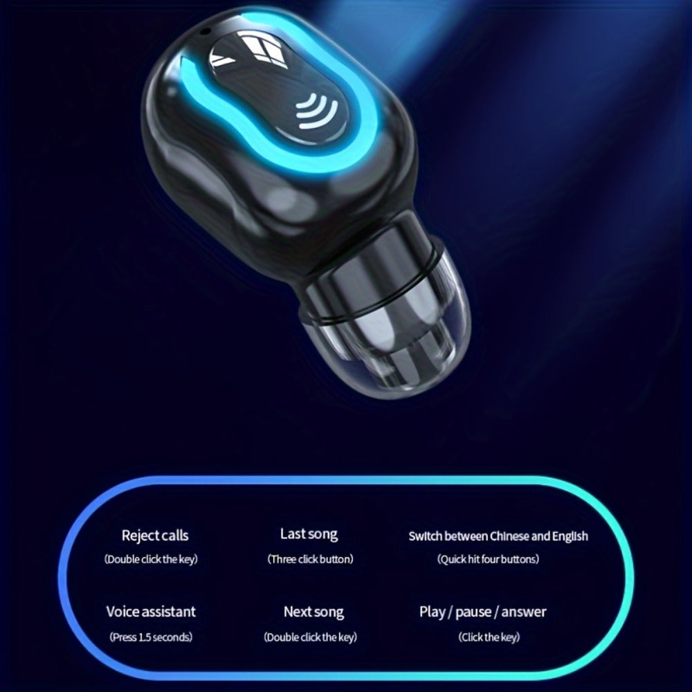 Mini Invisible Wireless Earphone Long Standby Condenser Microphone In-Ear Sport for Bedside Audio, Alarms and Room Entertainment