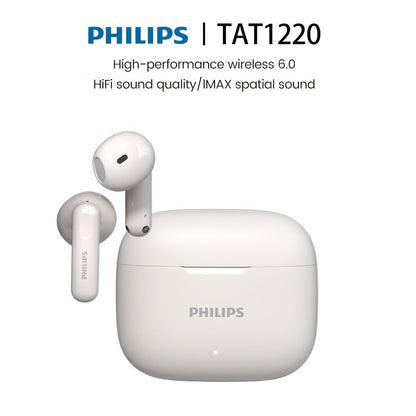Wireless Earbuds Philips TAT1220 Bluetooth 6.0 with ANC, 360° Sound, Touch and Type-C in Two Colors