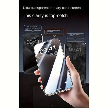 Phone Case Privacy Tempered Glass Cover with Aluminum Frame, Magnetic Snap Lock and Wireless Charging Support