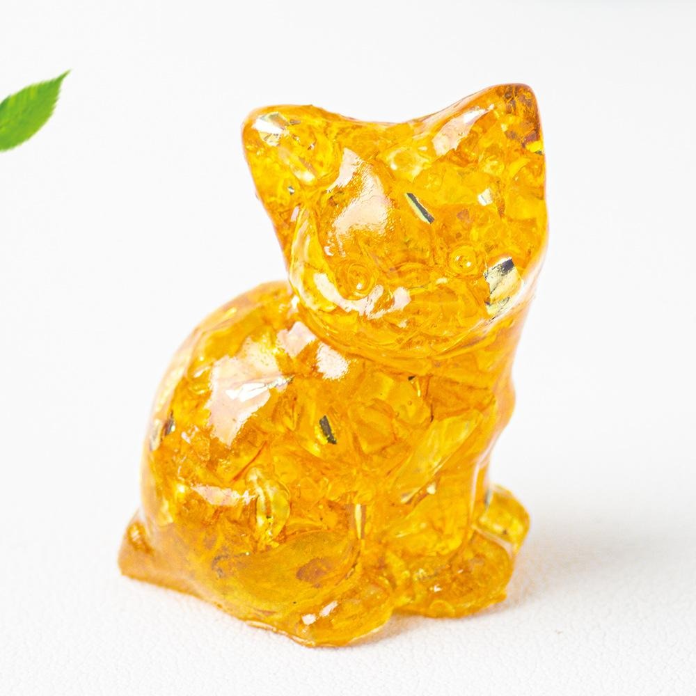 Crystal Resin Standing Cat Figurines Set of 8 – Collectible Spiritual Cat Ornaments for Home Decor, DIY Jewelry, Garden Party & Holiday Gift Decoration