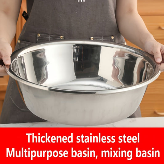 Stainless Steel Mixing Bowl Large 15.75 Inch with Footed Base – Rust-Resistant Salad Bowl, Vegetable & Fruit Washing Basin, Soaking Tub & Dish Pan for Home Kitchen, Durable & Easy to Clean
