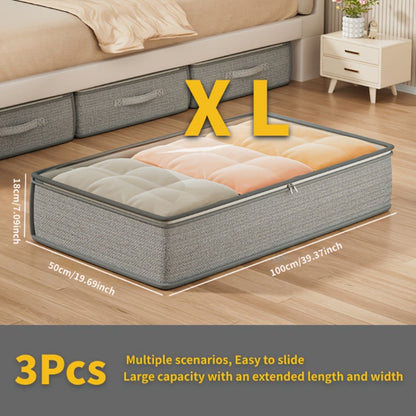 Under-Bed Storage Box Set in 1, 2, 3 or 5 Pieces with Handles, Clear Top and 100 x 50 x 18 cm Size