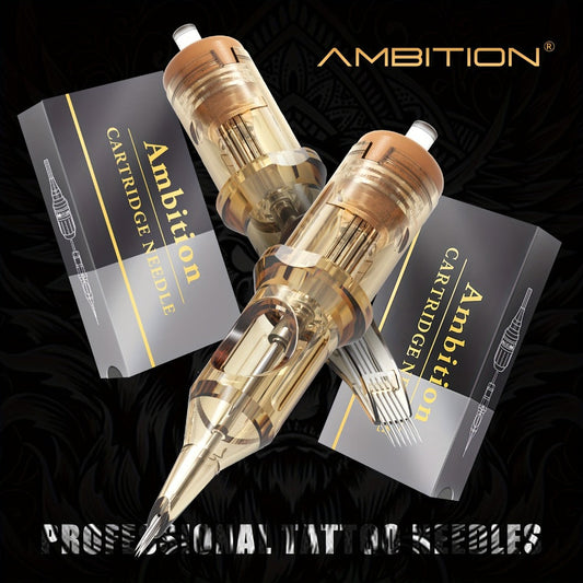 Ambition Tattoo Cartridge Needles 20pcs Professional RL RS RM Sizes with Safety Membrane – Disposable Sterilized Cartridges for Tattoo Machine PMU & SMP Artists