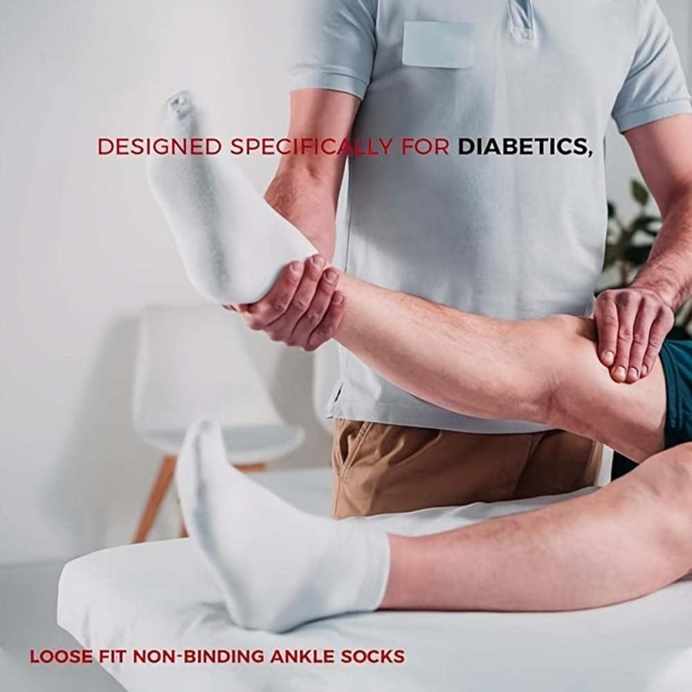12-Pair Low-Cut Diabetic Sock Set for Adults in Six Colors with 9-11, 10-13 and 13-15 Size Options