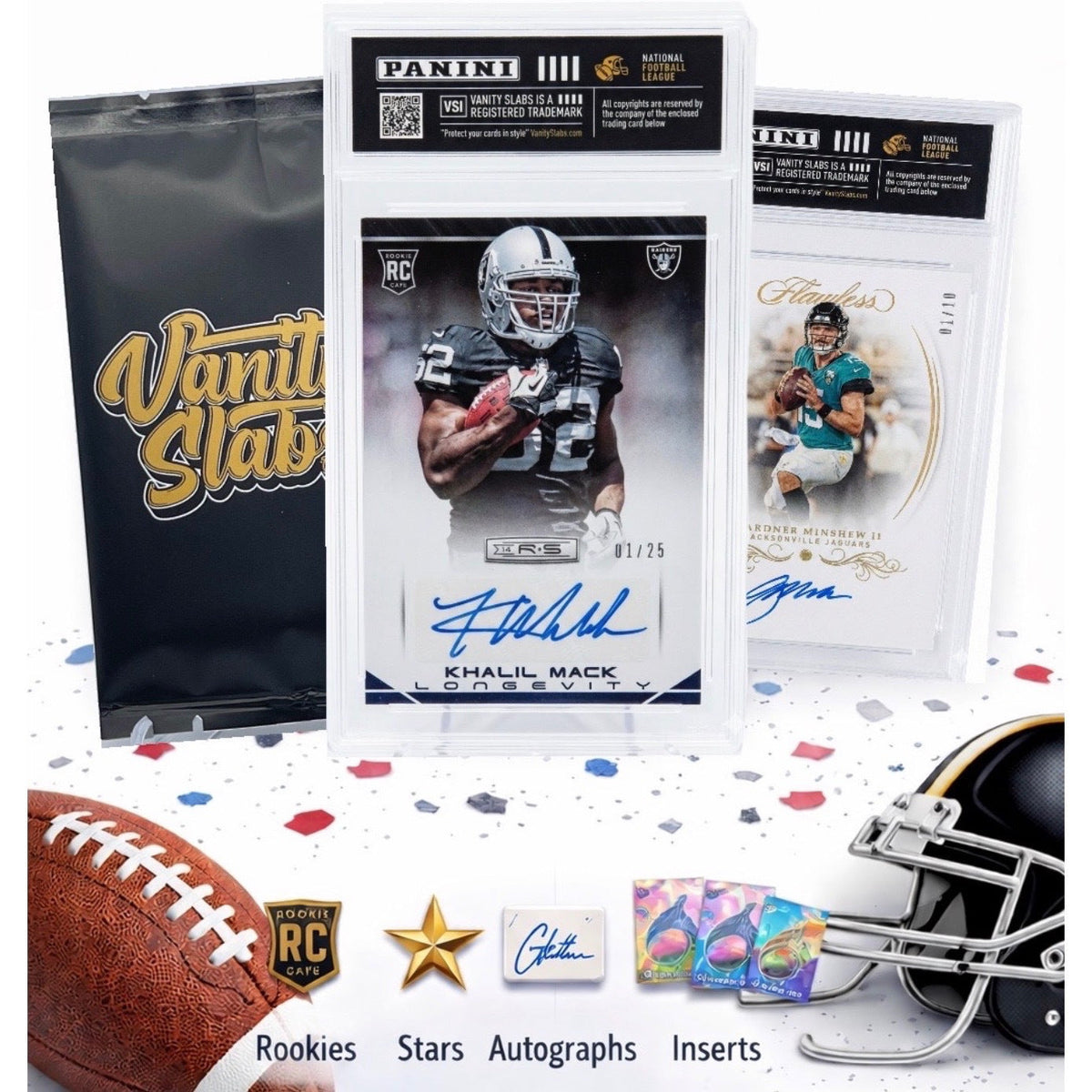 Panini Football Mystery Hit Slab – Football Card in Vanity Slabs Display Case | Rookies, Stars, Inserts & Holo Parallels | Premium Mystery Collectible Gift for NFL Fans & Collectors