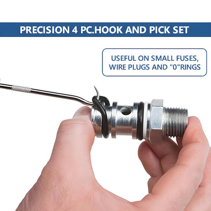 Pick and Hook Set 10/15 Piece - Precision Automotive Oil Seal O-Ring Gasket Removal Tool, Chrome Vanadium Steel, Ergonomic Non-Slip Grip, Multi-Angle Hooks for Car Repair & Electronics Maintenance