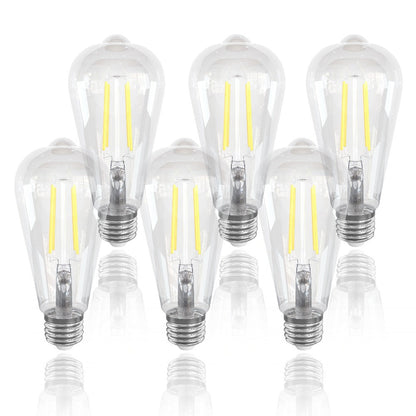 LED Edison Bulbs ST64 6 Pack 6W 60W Equivalent - E26 Vintage Filament Globe Bulb 700LM Flicker-Free Non-Dimmable, 2700K Warm White or 5000K Daylight White, 15000Hrs Lifespan for Chandelier Ceiling Fan Pendant Light Table Lamp Home Decor