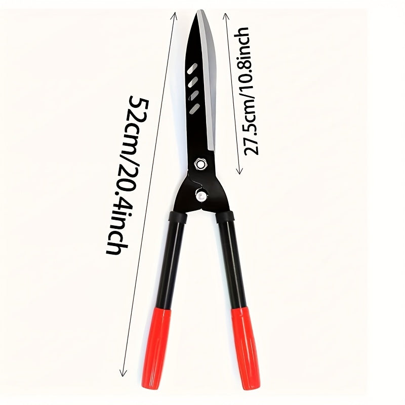 Long-Handle Hedge and Twig Shears, 20.4 Inches Overall with 10.8-Inch Blades and Red Grip Ends