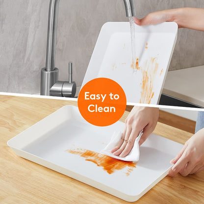 Serving Tray Set of 4 – Reusable Plastic Platters for Fruit, Cookies, Dessert & Snacks | Kitchen Party Organizer