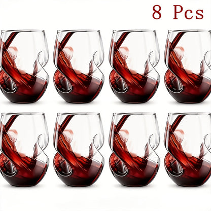 Geometric Twisted Drinking Glass Set with 400 ml Capacity and Four- or Eight-Piece Pack Options