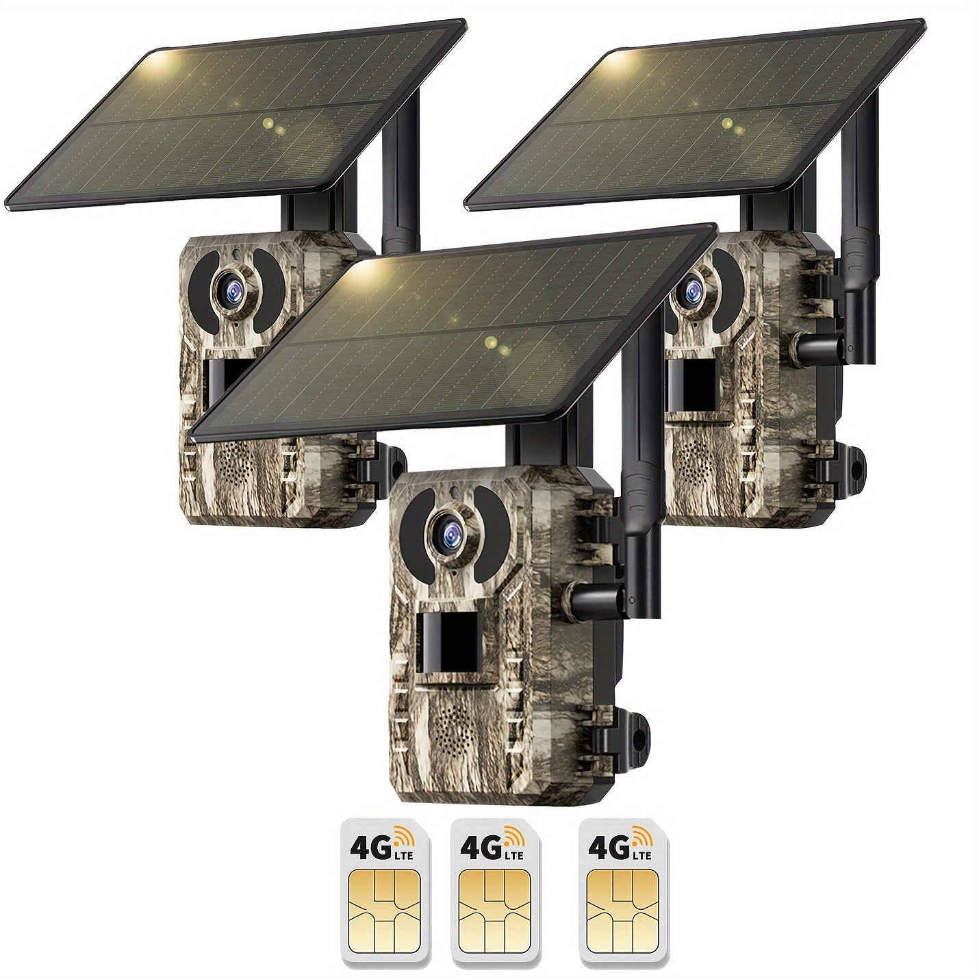 4G LTE Solar Trail Camera with App Alerts, Live View and Built-In SIM in One- to Four-Camera Packs