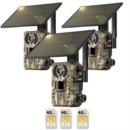 4G LTE Solar Trail Camera with App Alerts, Live View and Built-In SIM in One- to Four-Camera Packs