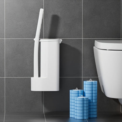 Disposable Toilet Brush Set with Replacement Heads – Hygienic No-Touch Bathroom Cleaning Brush with Stand Easy Install