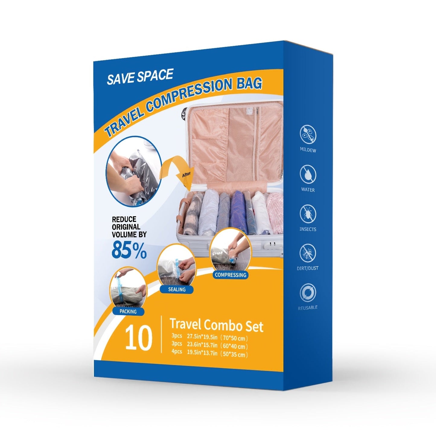 Vacuum Storage Bags Space Saver Bags for Clothes Comforters Bedding Travel Luggage – Extra Thick Jumbo Seal Bags 4pcs 8pcs 10pcs 12pcs 20pcs 30pcs