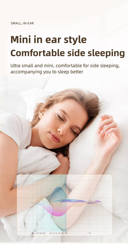Wireless Earbuds MSHUKCOE 2-in-1 Mini Sleep Style with Noise Reduction and 6D HiFi Sound in Three Colors