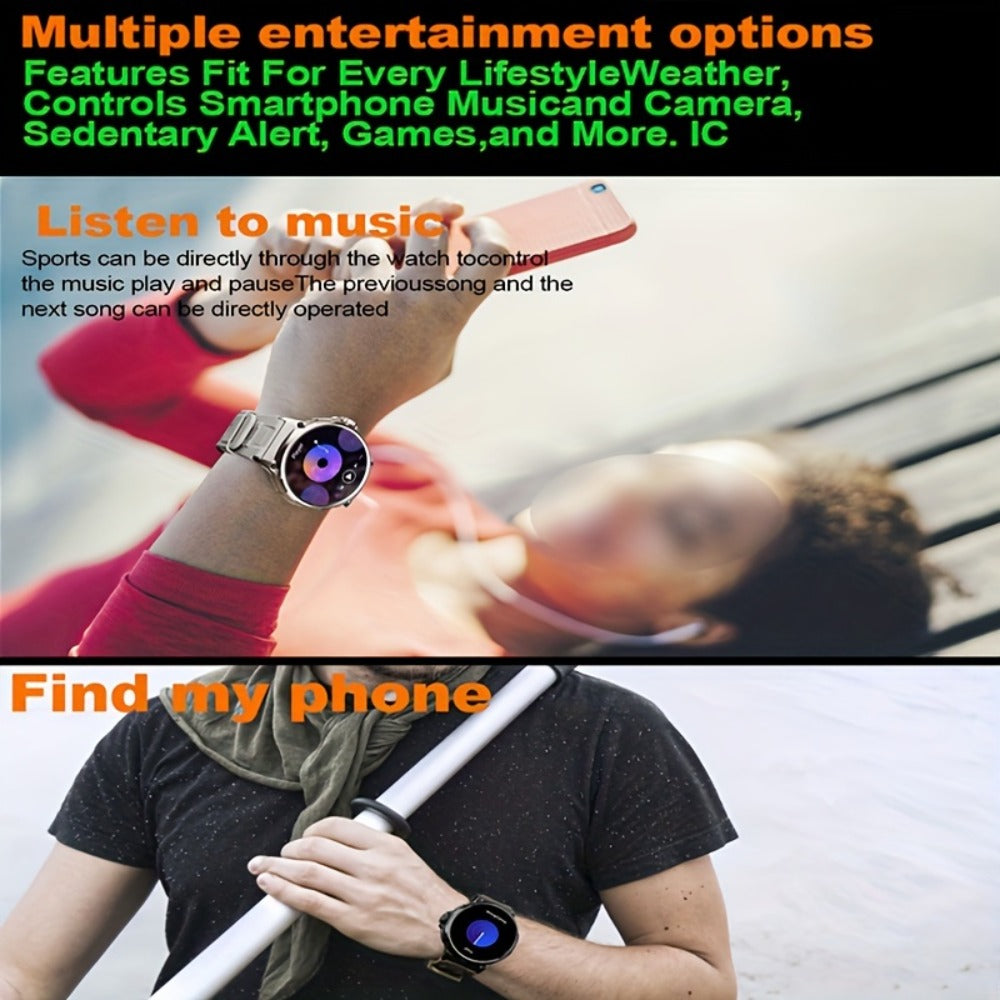 Smart Watch 1.85-Inch Round Display with 710mAh Battery, Wireless Calling and Silver or Black Band