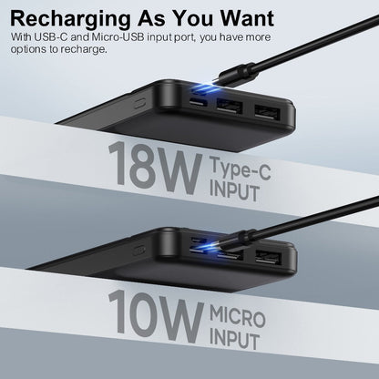 Power Bank 10000mAh 5V for Heated Clothing with PD 22.5W Charging in Black or White Battery Pack