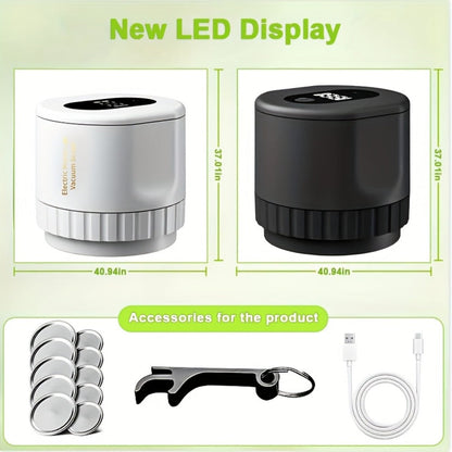 Electric Mason Jar Vacuum Sealer Kit with Regular- and Wide-Mouth Adapters, Lid Accessories and Charging Cable
