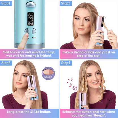 Cordless Automatic Curl-Chamber Iron with Display, USB Charging and Three Color Options Pictured