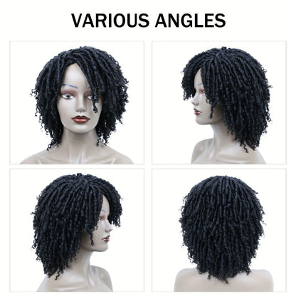 Synthetic Wig 12-Inch Goddess Faux Locs Headband Style with Curly Ends in Three Colors for Festivals