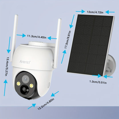 3MP Solar PTZ Outdoor Security Camera with 2.4GHz WiFi, Sold Alone or in One- or Two-Camera Solar Panel Packages