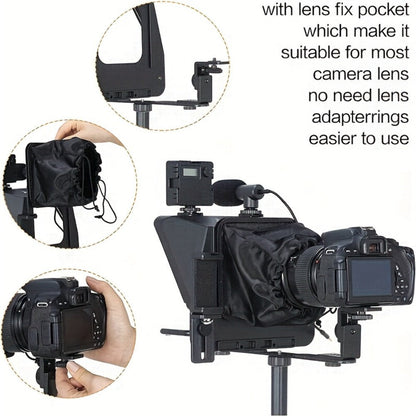 A10 Portable Teleprompter for Smartphone & DSLR Camera, Phone Holder & Remote Control for Video Recording
