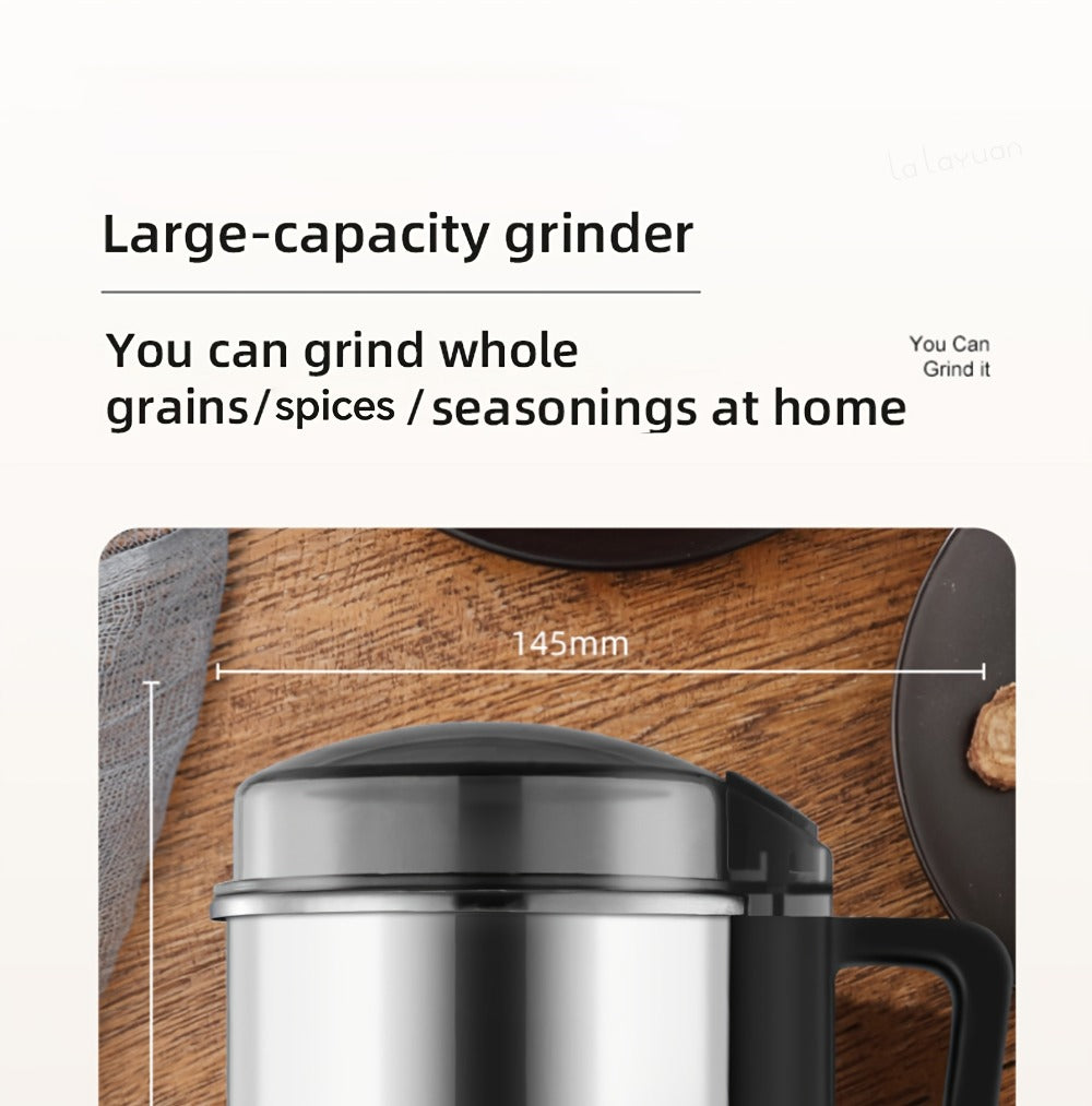 Electric Coffee Grinder with Stainless Blade, Press-Button Control and Stainless Steel or Silver Finish