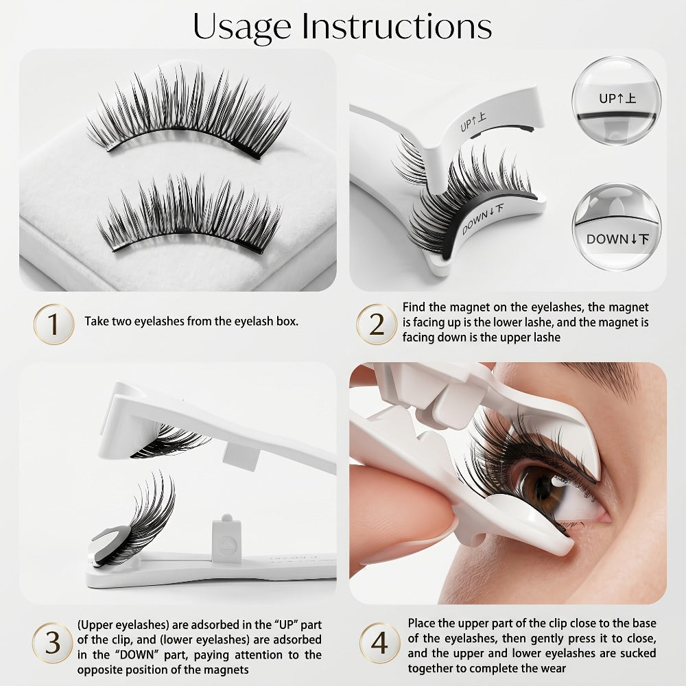INMASIT Magnetic False Eyelashes Set with Round Storage Case and Applicator in Black or Pink