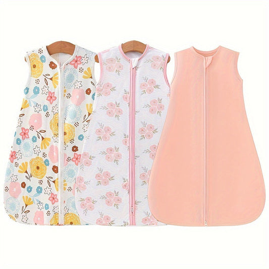 Baby Sleeping Bag 2/3pcs Two-Way Zip Wearable Blanket Anti-Kicking Swaddle 0-24 Months Boys Girls Lightweight Air-Conditioned Room