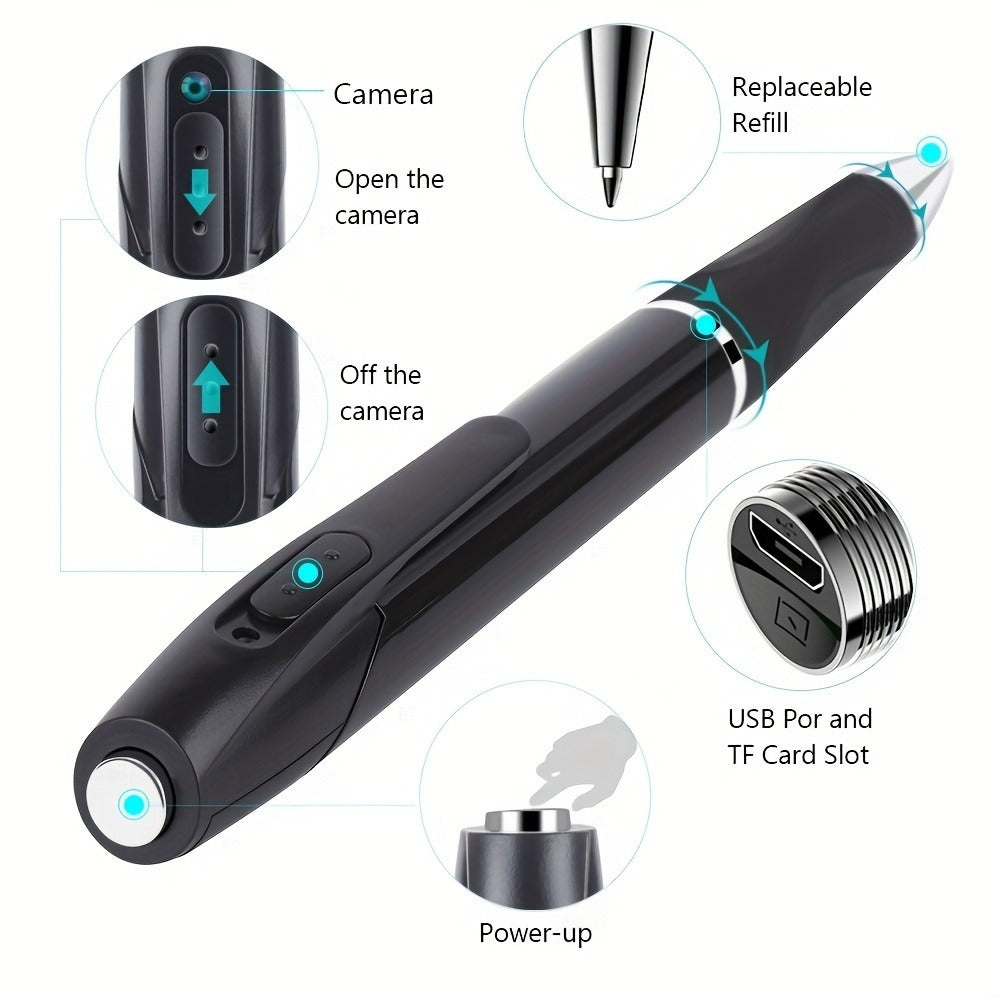 1080P Pen-Style Body Camera with One-Button Recording, USB Port and Camera-Only, 32GB or 64GB Card Options