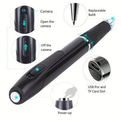 1080P Pen-Style Body Camera with One-Button Recording, USB Port and Camera-Only, 32GB or 64GB Card Options