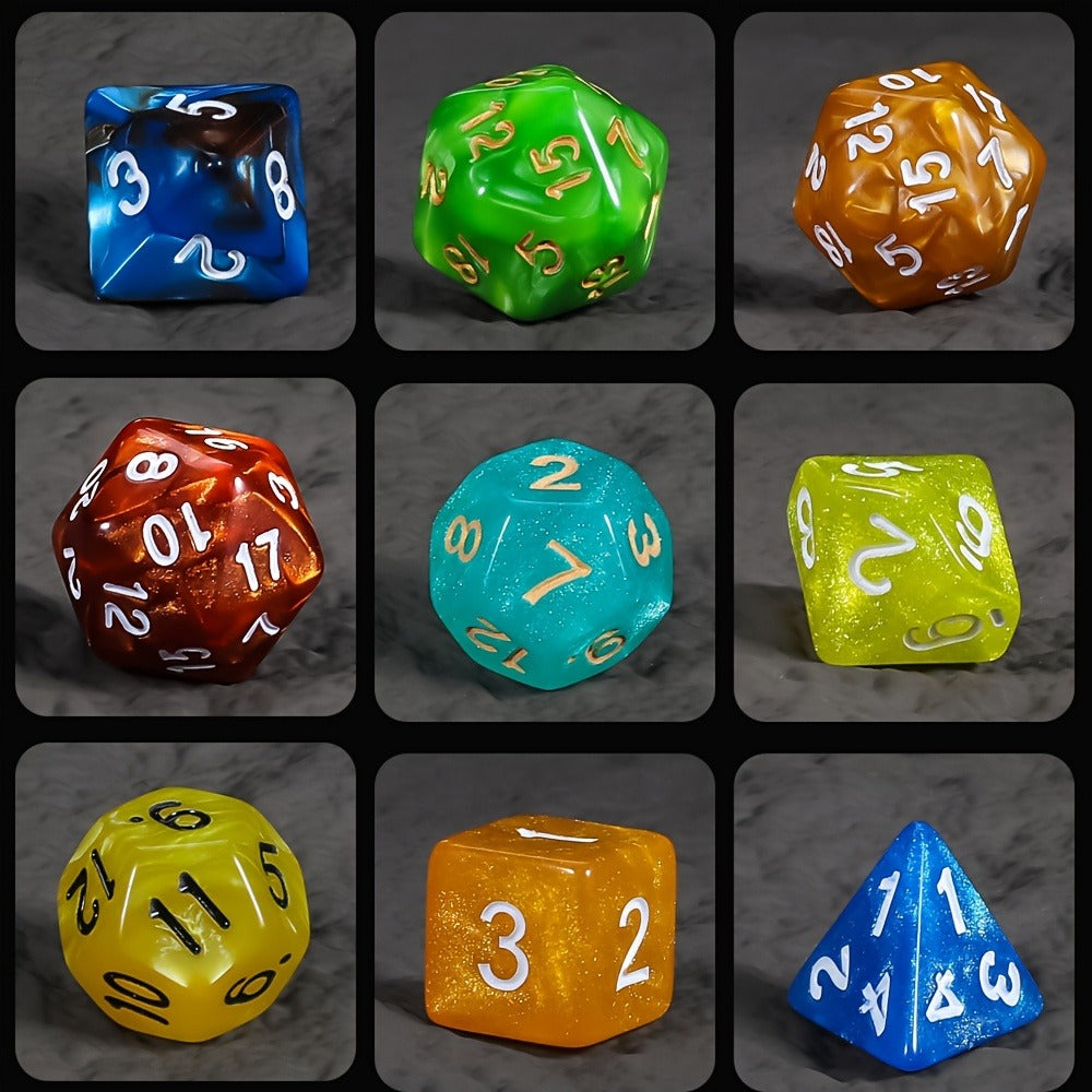 175-Piece Multicolor Polyhedral Dice Collection with 25 Seven-Die Sets and Printed Drawstring Pouch