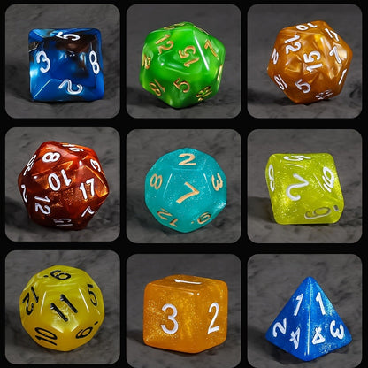 175-Piece Multicolor Polyhedral Dice Collection with 25 Seven-Die Sets and Printed Drawstring Pouch
