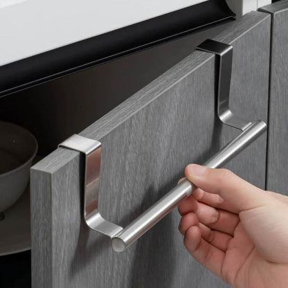 Stainless Steel Over-Cabinet Towel Bar Set, 2 Pieces in Black or Silver, 36.5cm for Kitchens and Bathrooms