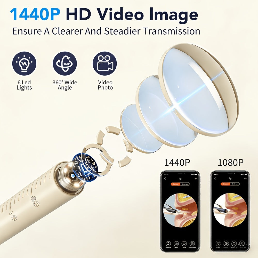 12-in-1 Rechargeable Camera Ear Cleaning Kit with LED Light, Storage Case and Beige or Blue Checkout