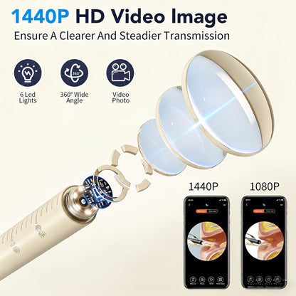 12-in-1 Rechargeable Camera Ear Cleaning Kit with LED Light, Storage Case and Beige or Blue Checkout