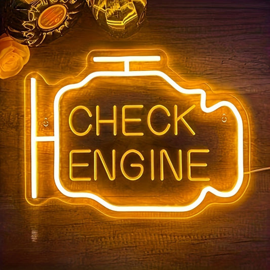 Neon Sign Check Engine LED – Funny Car-Themed Wall Mounted Light for Bedroom, Garage, Wedding, Engagement Party & Home Decor, Multipurpose Decorative Neon Lamp