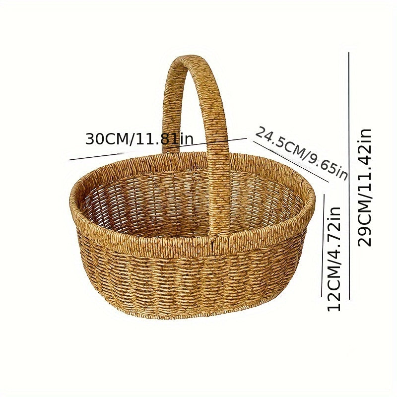 Wicker Picnic Basket Handwoven | Rattan Shopping Basket for Eggs Fruit Outdoor Picnic Gift Basket
