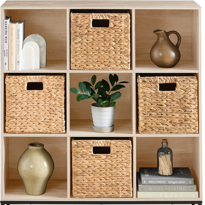 Foldable Water Hyacinth Cube Storage Baskets with Handles, 11 x 11-Inch, 1- to 4-Pack Options