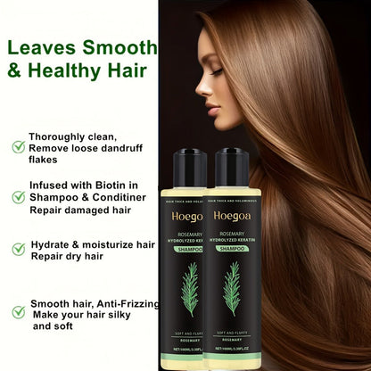 Rosemary Shampoo 2 Pack for Women & Men – Deep Cleansing Strengthening Hair Care with Rosemary Extract, Vitamin C, Vitamin E & Keratin, Moisturizing Frizz-Free Smooth Shiny Results All Hair Types