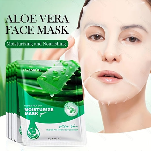 Aloe Vera Sheet Mask 30pcs Moisturizing Deep Hydration with Glycerin — Non-Greasy Soothing Face Mask for All Skin Types Spring Summer Skincare Gift for Women