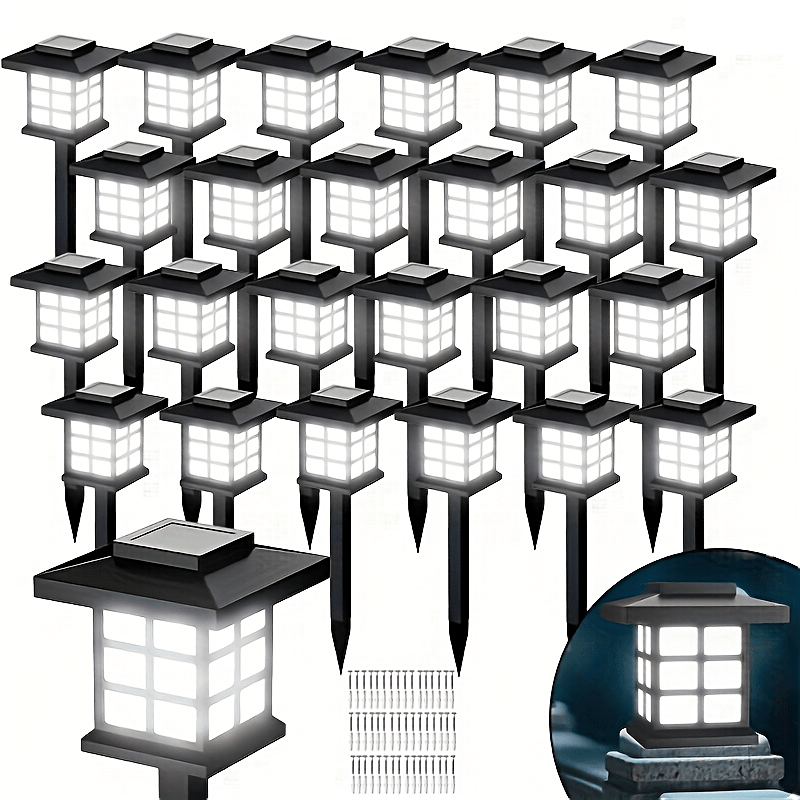 Solar Garden Lights Pathway Stakes in 6/12/24-Piece Sets with Warm, Cool or Multicolor Options