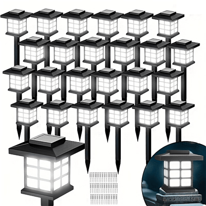 Solar Garden Lights Pathway Stakes in 6/12/24-Piece Sets with Warm, Cool or Multicolor Options
