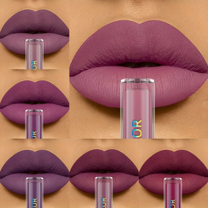Matte Liquid Lipstick Set 6pcs Lip Glaze Long-Lasting Non-Sticky Non-Drying Colorfast Velvet Finish with Natural Scent Defines Lip Contour All-Day Wear Everyday Makeup Gift Set for Women